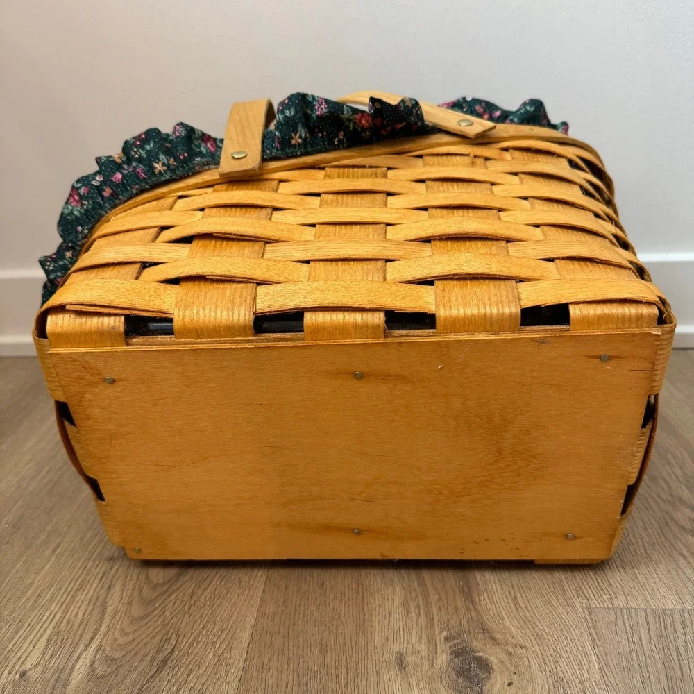 Vintage Peterboro Basket Company Woven Wood Slanted Basket Floral Liner EUC